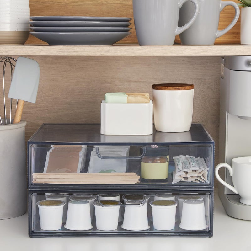 STORi STAX Plastic Stackable Organizer Drawers (Set of 2) Classic Grey | 12.5"" Wide | Set Includes Two Open Drawer | Organize Office Desk Accessories & Sort Paper | Made in USA - Image 4